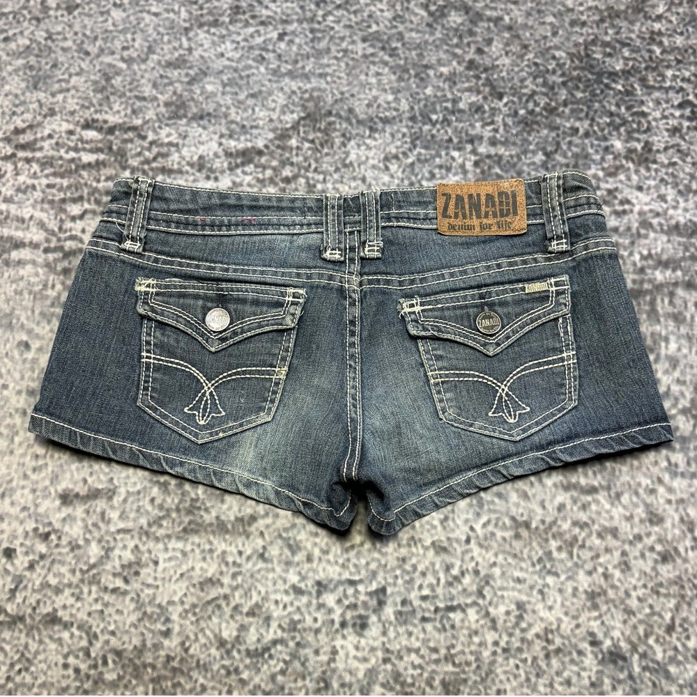 Zanadi Denim Shorts Womens 7 (32") Blue Low Rise Booty Mini Micro Vintage Y2K